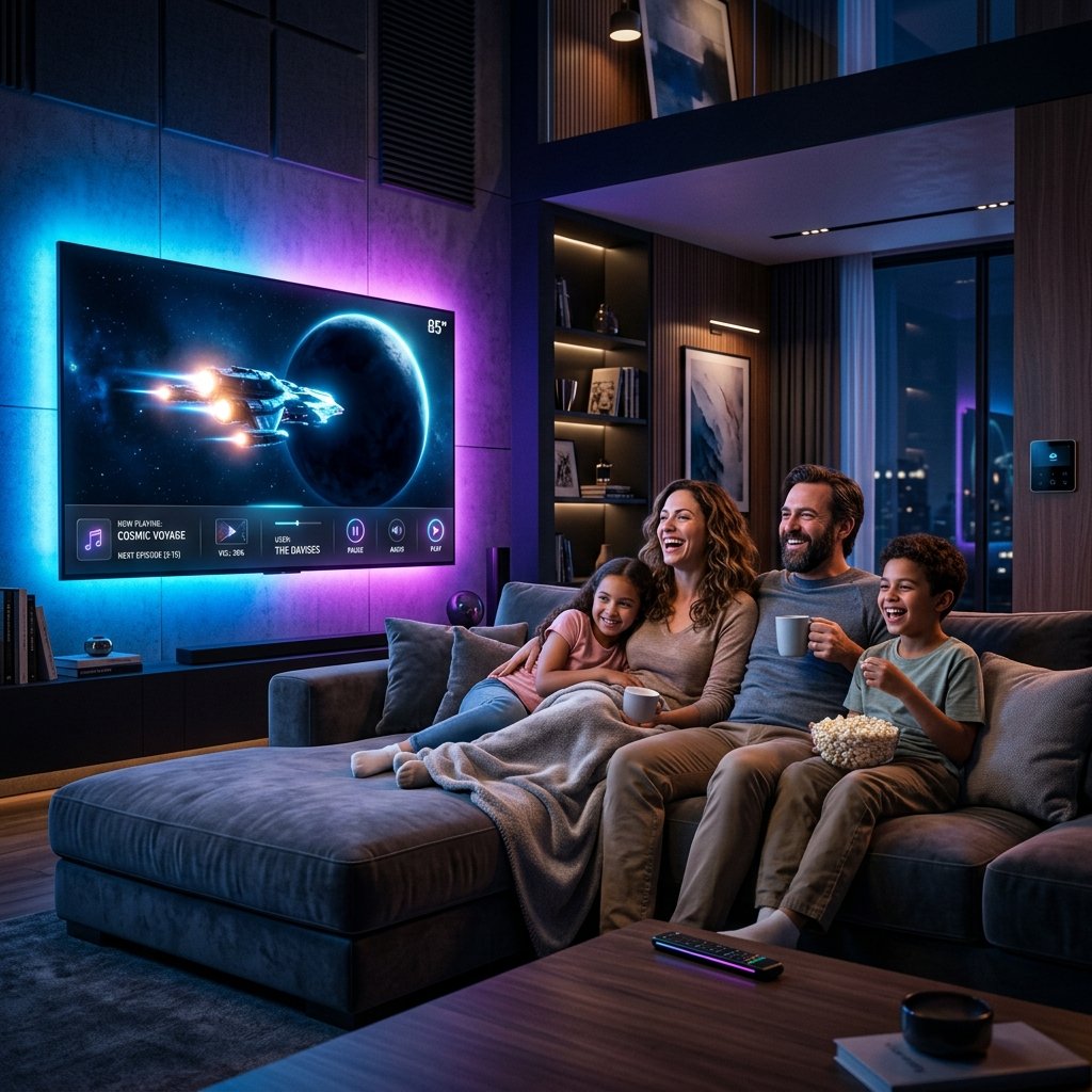 Casal assistindo IPTV 4K na TV Sala - Teste IPTV 7 Dias